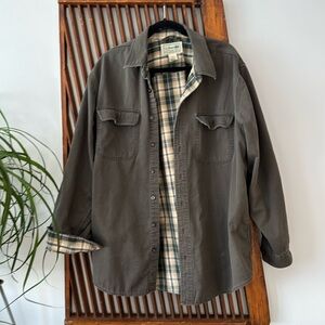 Vintage L.L. Bean Flannel Lined Shacket Button Down Shirt 100% Cotton Men's L